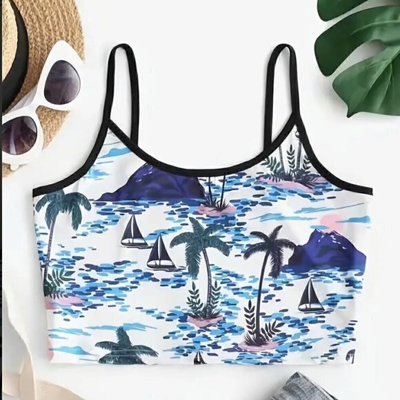 🏷️ $5 SALE - Tropical Crop Top, Large, NWOT - Picture 3 of 6